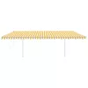 Sárga-fehér automata szélérzékelős és LED-es napellenző 6 x 3 m