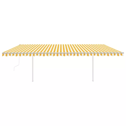 Sárga-fehér automata szélérzékelős és LED-es napellenző 6 x 3 m