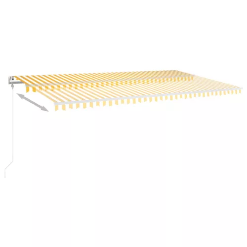 Sárga és fehér kézzel kihúzható LED-es napellenző 6 x 3,5 m