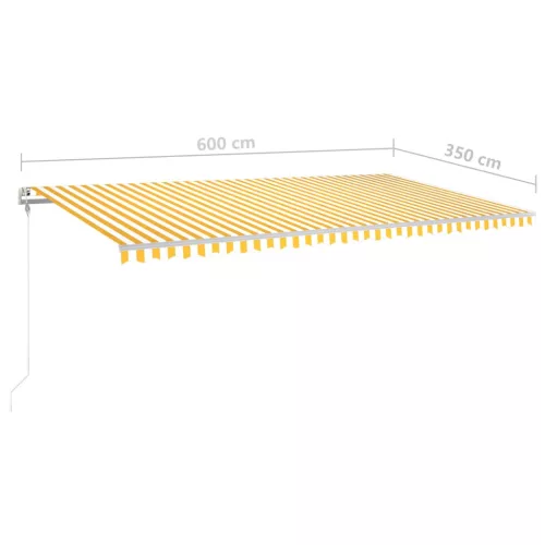Sárga és fehér kézzel kihúzható LED-es napellenző 6 x 3,5 m