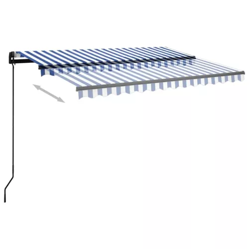 Kék és fehér kézzel kihúzható LED-es napellenző 3,5 x 2,5 m