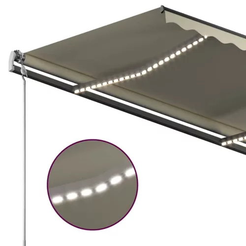 Krémszínű kézzel kihúzható LED-es napellenző 3,5 x 2,5 m