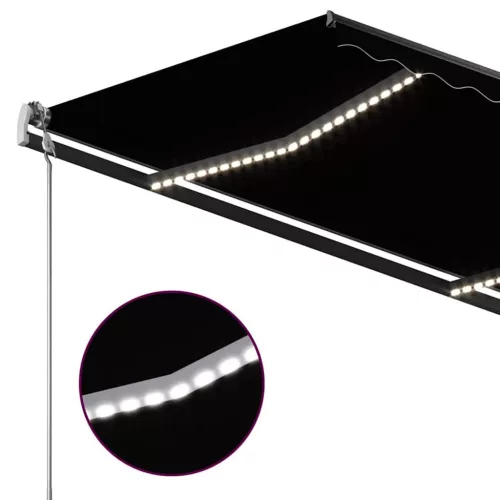 Antracitszürke kézzel kihúzható LED-es napellenző 3,5 x 2,5 m