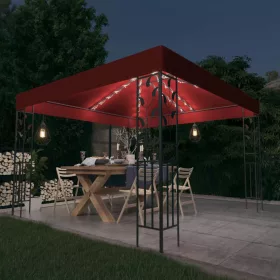 Bordó pavilon LED fényfüzérrel 3 x 3 m