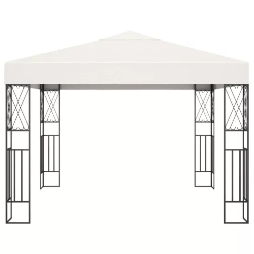 Krémszínű szövet pavilon LED fényfüzérrel 3 x 3 m