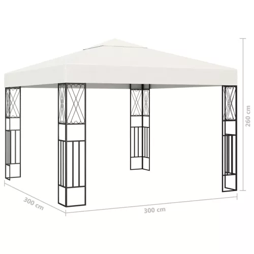 Krémszínű szövet pavilon LED fényfüzérrel 3 x 3 m