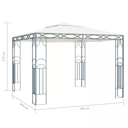Krémszínű pavilon LED fényfüzérrel 300 x 300 cm