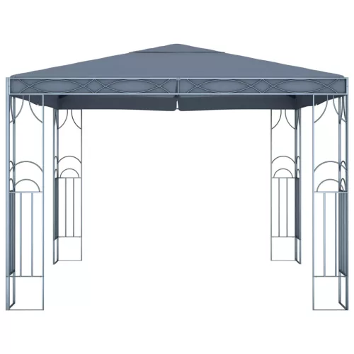Antracitszürke pavilon LED fényfüzérrel 300 x 300 cm