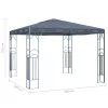 Antracitszürke pavilon LED fényfüzérrel 300 x 300 cm