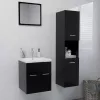 Fekete forgácslap fürdőszobai bútorszett