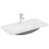 Fekete szerelt fa mosdószekrény beépített mosdókagylóval