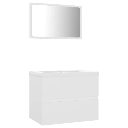 Fehér szerelt fa fürdőszobai bútorszett