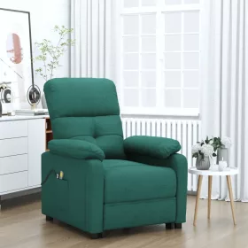 Sötétzöld szövet elektromos masszázsfotel