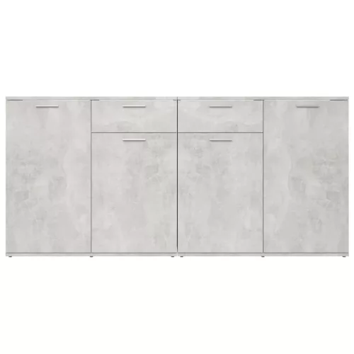 Betonszürke szerelt fa tálalószekrény 160 x 36 x 75 cm