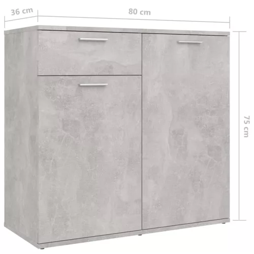 Betonszürke szerelt fa tálalószekrény 160 x 36 x 75 cm