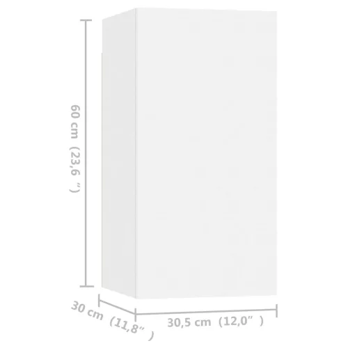 4 db fehér szerelt fa TV-szekrény 30,5 x 30 x 60 cm