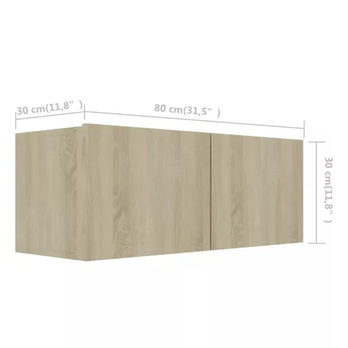 4 db sonoma tölgy színű szerelt fa TV-szekrény 80 x 30 x 30 cm