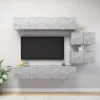 6 részes betonszürke szerelt fa TV-szekrényszett