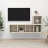 2 részes tölgyszínű szerelt fa TV-szekrény szett