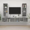 4 db betonszürke szerelt fa falra szerelhető TV-szekrény