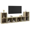4 db sonoma tölgy színű szerelt fa TV-szekrény 72x35x36,5 cm