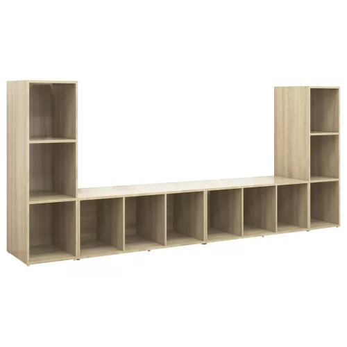 4 db sonoma tölgy színű szerelt fa TV-szekrény 107 x 35 x 37 cm