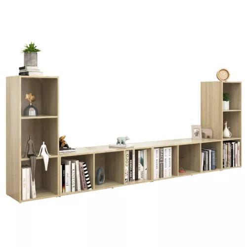 4 db sonoma tölgy színű szerelt fa TV-szekrény 107 x 35 x 37 cm