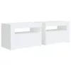 2 db fehér éjjeliszekrény LED-del 60 x 35 x 40 cm