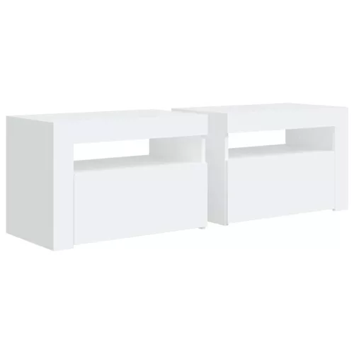 2 db fehér éjjeliszekrény LED-del 60 x 35 x 40 cm