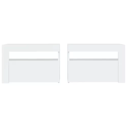 2 db fehér éjjeliszekrény LED-del 60 x 35 x 40 cm