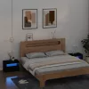 2 db fekete éjjeliszekrény LED-del 60 x 35 x 40 cm