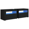 2 db fekete éjjeliszekrény LED-del 60 x 35 x 40 cm