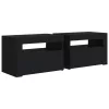 2 db fekete éjjeliszekrény LED-del 60 x 35 x 40 cm