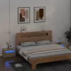 2 db füstös tölgy színű éjjeliszekrény LED-del 60 x 35 x 40 cm