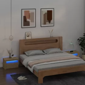   2 db füstös tölgy színű éjjeliszekrény LED-del 60 x 35 x 40 cm