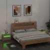 2 db füstös tölgy színű éjjeliszekrény LED-del 60 x 35 x 40 cm