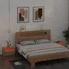 2 db füstös tölgy színű éjjeliszekrény LED-del 60 x 35 x 40 cm