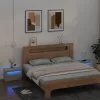 2 db betonszürke éjjeliszekrény LED-del 60 x 35 x 40 cm