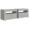 2 db betonszürke éjjeliszekrény LED-del 60 x 35 x 40 cm