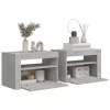 2 db betonszürke éjjeliszekrény LED-del 60 x 35 x 40 cm