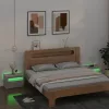 2 db betonszürke éjjeliszekrény LED-del 60 x 35 x 40 cm