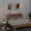 2 db betonszürke éjjeliszekrény LED-del 60 x 35 x 40 cm