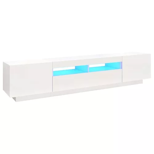 Fehér TV-szekrény LED-lámpákkal 200 x 35 x 40 cm