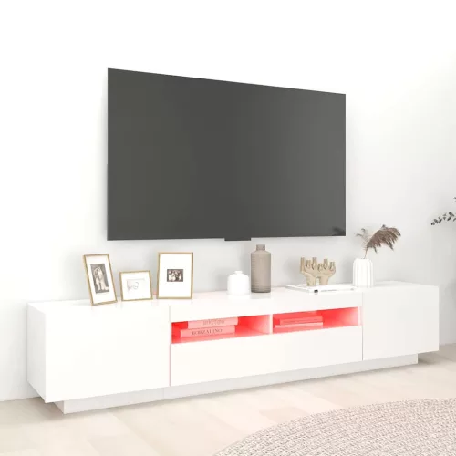 Fehér TV-szekrény LED-lámpákkal 200 x 35 x 40 cm