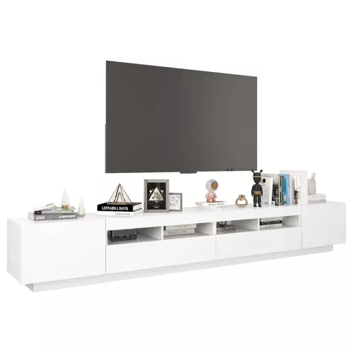 Fehér TV-szekrény LED-lámpákkal 260 x 35 x 40 cm