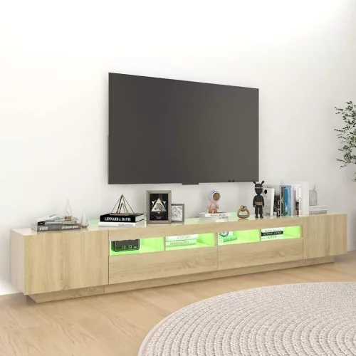 Sonoma tölgy színű TV-szekrény LED-lámpákkal 260 x 35 x 40 cm