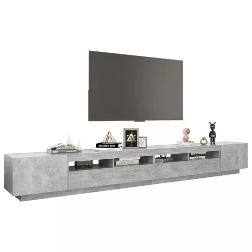 Betonszürke TV-szekrény LED-lámpákkal 300 x 35 x 40 cm