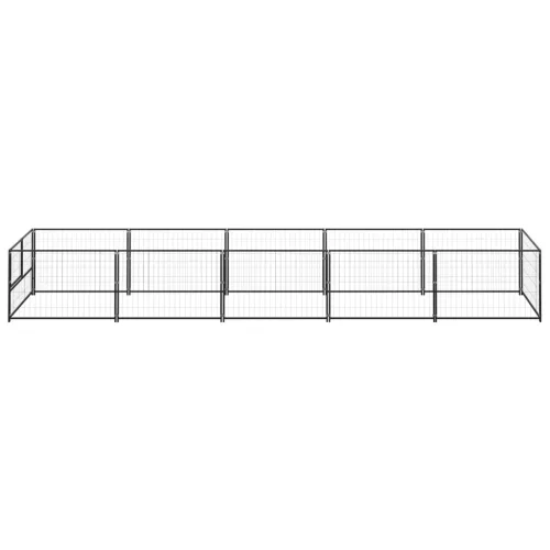 Fekete acél kutyakennel 5 m²