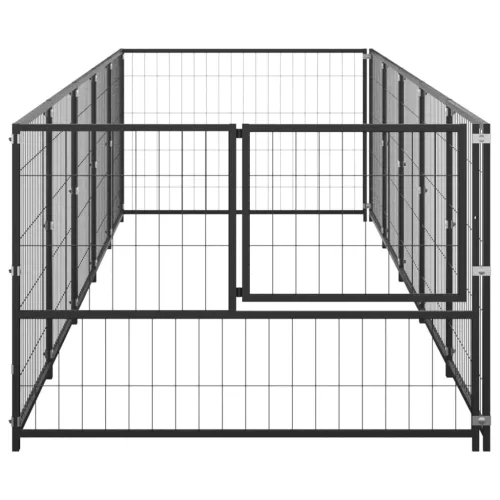 Fekete acél kutyakennel 5 m²