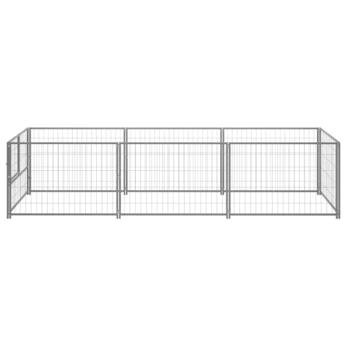 Ezüstszínű acél kutyakennel 3 m²
